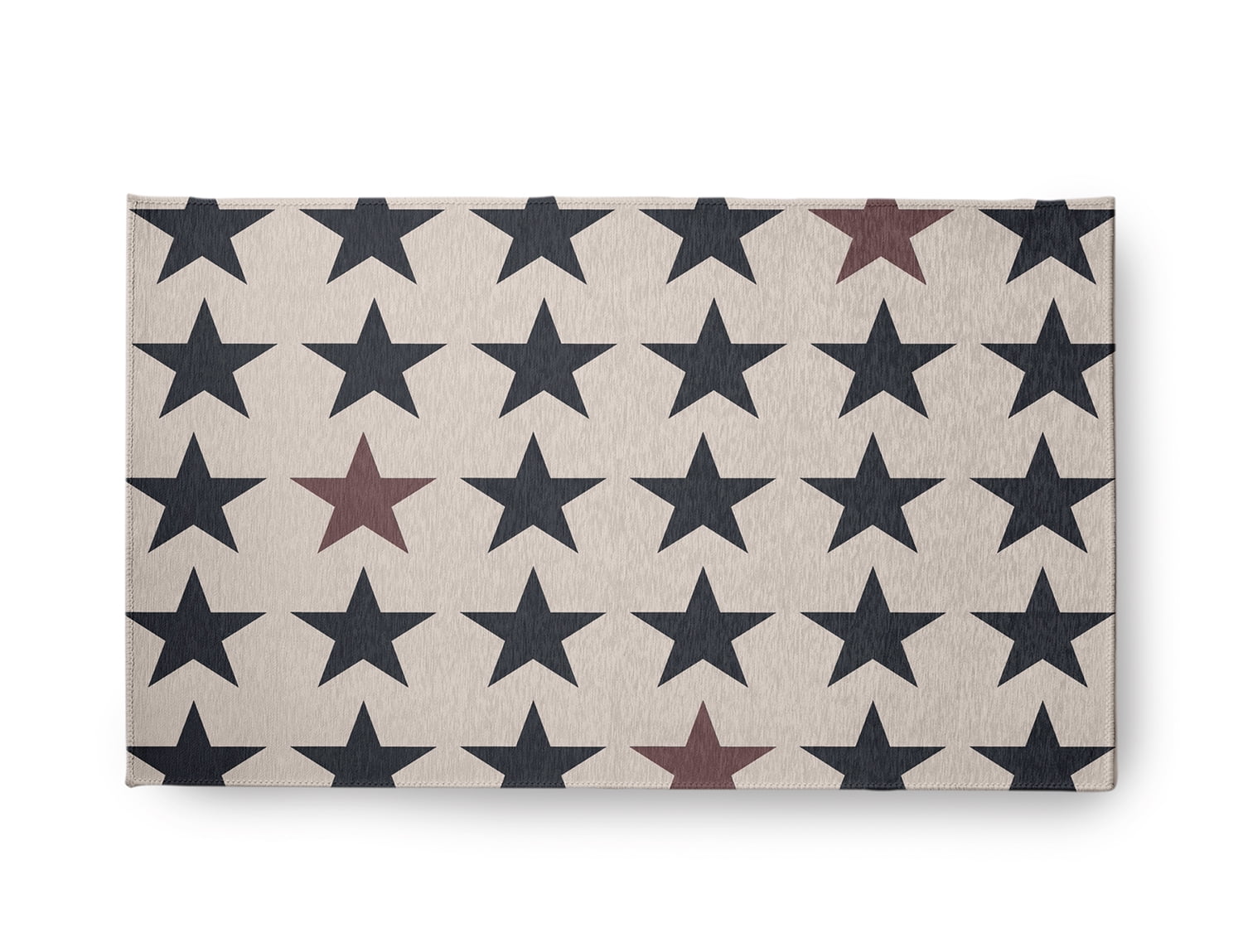 18" x 30" Simply Daisy Stars with Blue and Red Americana Chenille Area Rug, Blue-Red