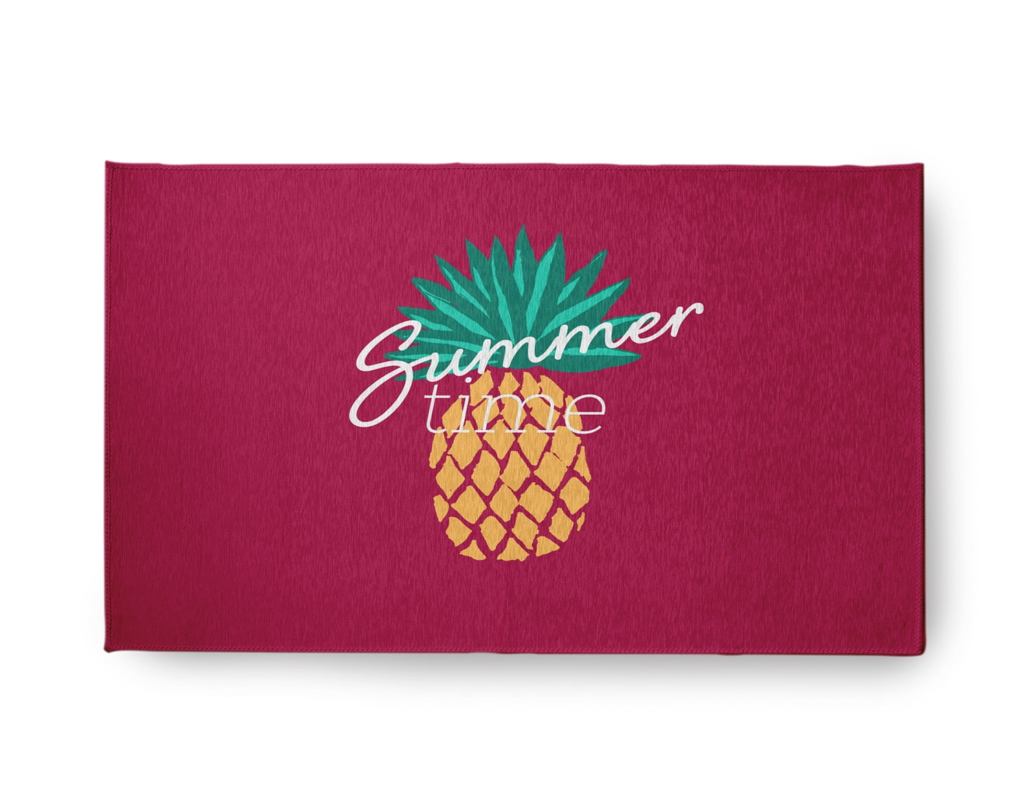 18" x 30" Simply Daisy Summer Time Pineapple Tropical Chenille Area Rug, Lipstick Pink