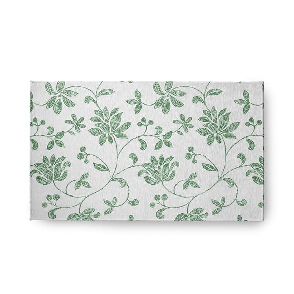 18" x 30" Simply Daisy Traditional Floral French Country Chenille Area Rug, Green