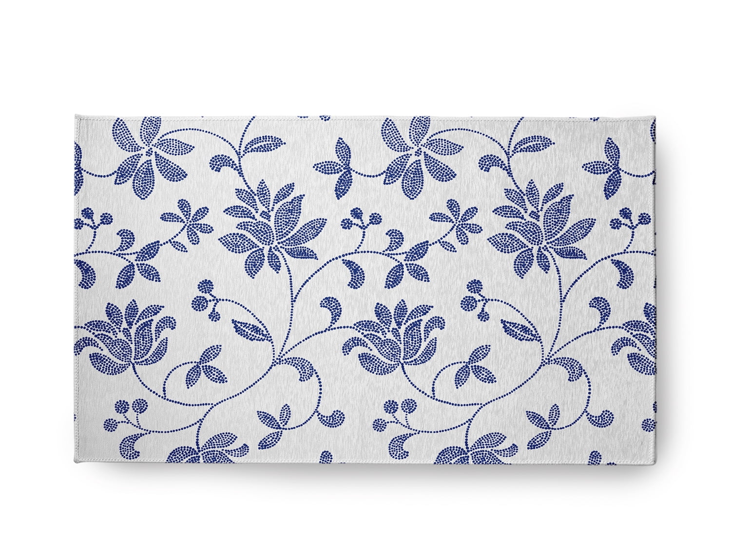 18" x 30" Simply Daisy Traditional Floral French Country Chenille Area Rug, Porcelain Blue