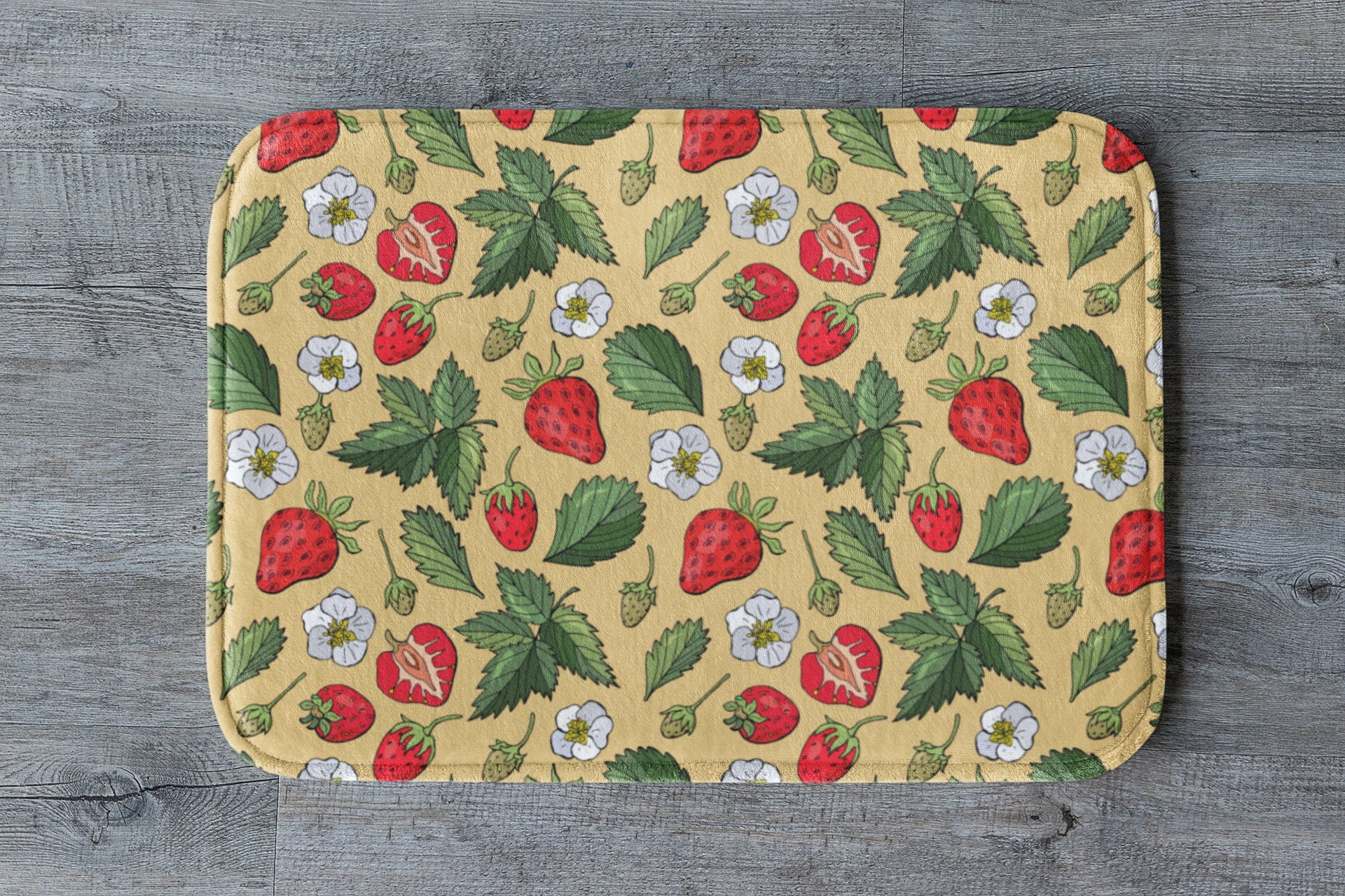 18" x 30"Strawberry Bath Mat Hipster Bathroom Retro Boho Bathroom Rug