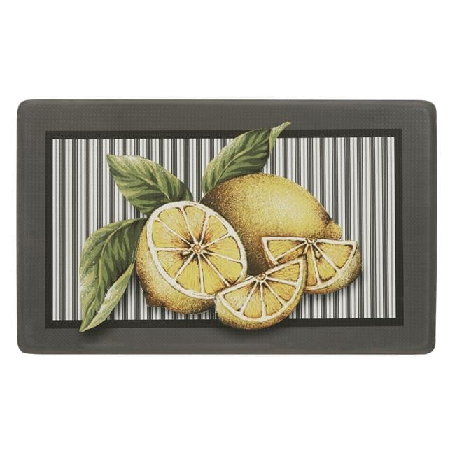 Lemon Drop Yellow and Gray Anti-Fatigue Kitchen Mat