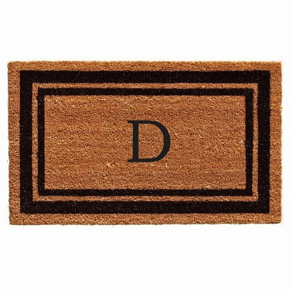18 x 30 in. Black Border Monogram Rectangular Doormat, Natural - Letter D