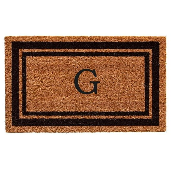 18 x 30 in. Black Border Monogram Rectangular Doormat, Natural - Letter G