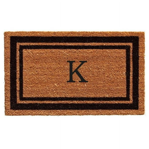 18 x 30 in. Black Border Monogram Rectangular Doormat, Natural - Letter K