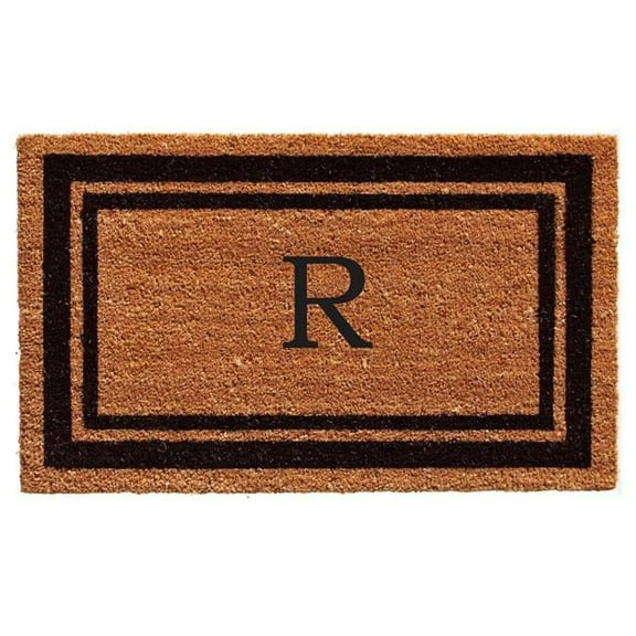 18 x 30 in. Black Border Monogram Rectangular Doormat, Natural - Letter R