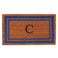 thumbnail image 1 of 18 x 30 in. Blue Border Monogram Rectangular Doormat, Natural - Letter C, 1 of 1