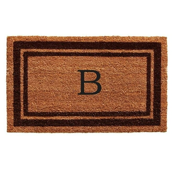 18 x 30 in. Brown Border Monogram Rectangular Doormat, Natural - Letter B