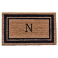 thumbnail image 1 of 18 x 30 in. Dark Blue Border Monogram Rectangular Doormat, Natural - Letter O, 1 of 1