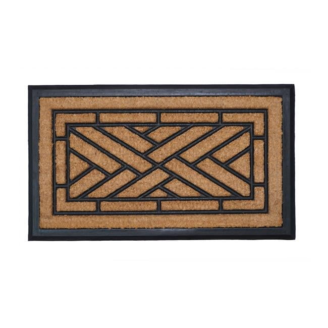 Geometric Natural Coir and Rubber Outdoor Doormat 18" x 30"