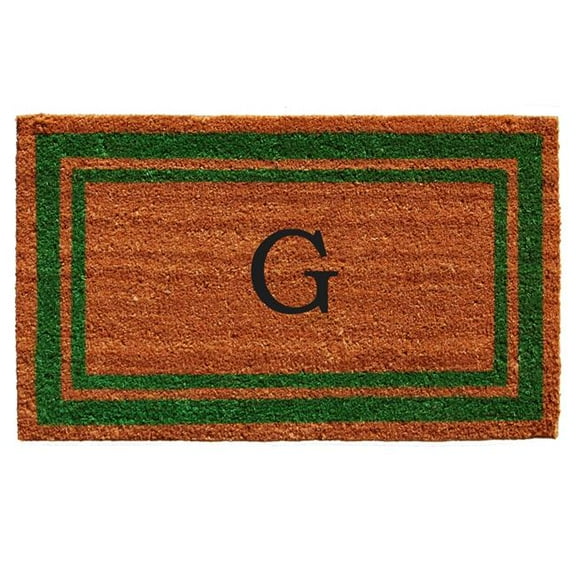 18 x 30 in. Green Border Monogram Rectangular Doormat, Natural - Letter G