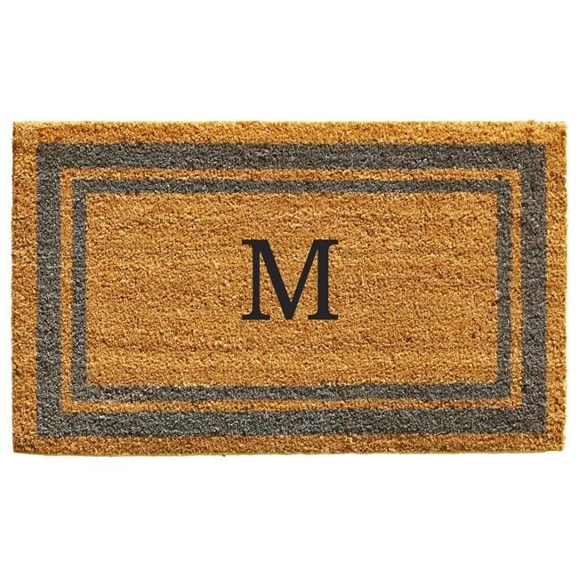 18 x 30 in. Periwinkle Border Monogram Rectangular Doormat, Natural ...