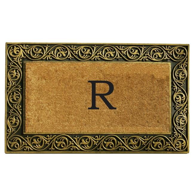 18 x 30 in. Prestige Gold Monogram Rectangular Doormat, Natural ...