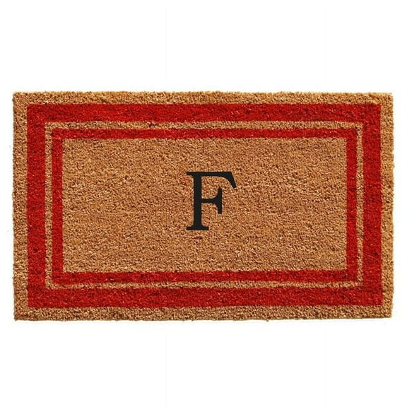 18 x 30 in. Red Border Monogram Rectangular Doormat, Natural - Letter G