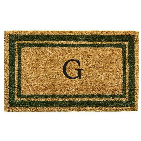 18 x 30 in. Sage Green Border Monogram Rectangular Doormat, Natural - Letter G