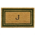 thumbnail image 1 of 18 x 30 in. Sage Green Border Monogram Rectangular Doormat, Natural - Letter J, 1 of 1