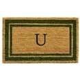 thumbnail image 1 of 18 x 30 in. Sage Green Border Monogram Rectangular Doormat, Natural - Letter U, 1 of 1