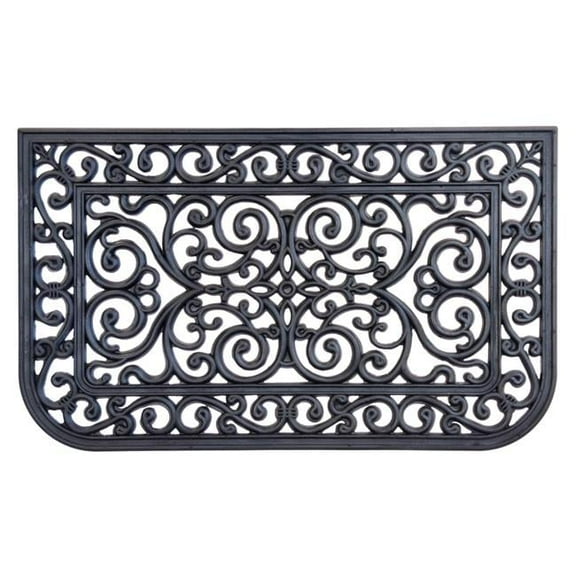 18 x 30 in. Tuscany Wrought Iron Rubber Semi-Circle Mat, Black