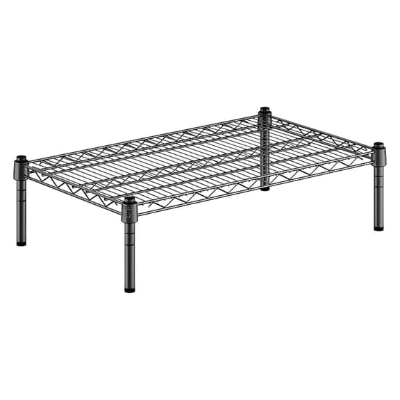 18" x 30" x 8" Black Epoxy Wire Storage Shelf, Dunnage Rack, 1 Tier Small Shelf
