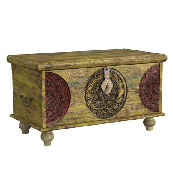 18 x 33 x 17.5 in. Assorted Color Mesa Carved Wooden Trunk Coffee Table