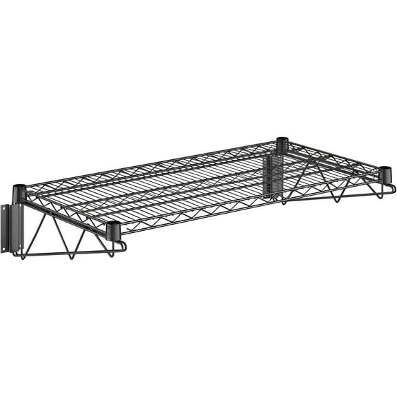 18" x 36" Black Wire Wall Mount Shelf, Metal Fixed Wall Mount Rack, NSF, Wall Mount Floating Shelving for Stock Rooms, Kitchen, Office 360 lb