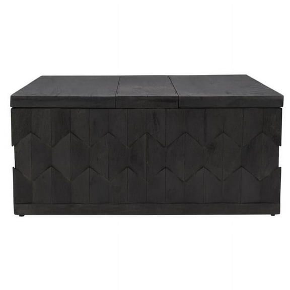 18 x 40 x 40 in. Dark Gray Solid Wood Square Distressed Coffee Table