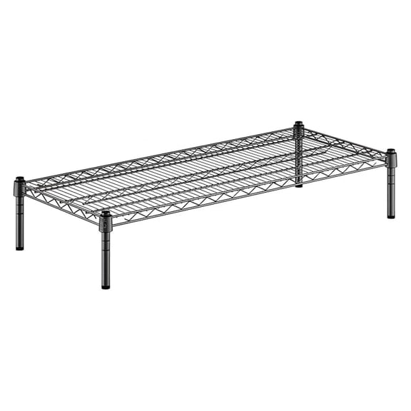 18" x 42" x 8" Black Epoxy Wire Storage Shelf, Dunnage Rack, 1 Tier Small Shelf