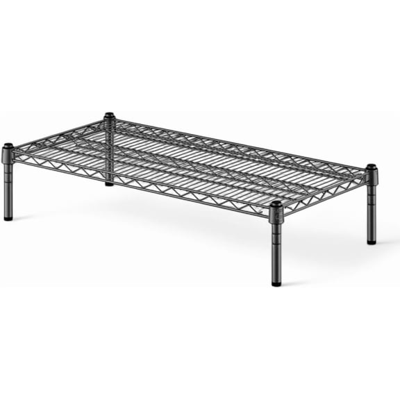 18" x 42" x 8" Black Wire Dunnage Rack, Heavy-Duty Adjustable Storage Rack, Commercial-Grade Shelving Unit for Kitchen, Garage, or Warehouse, Wire Shelving Unit, 1 Tier Storage Shelf