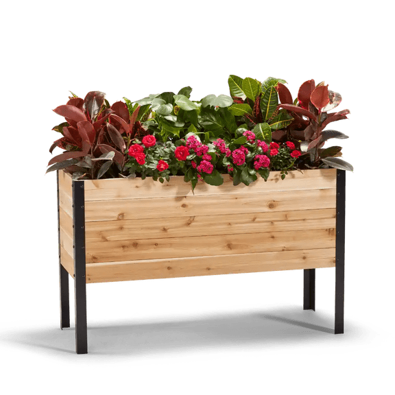 Cedar Planters 18" x 48" Outdoor Raised Garden Bed - 100% Canadian Western Red Cedar Elevated Planter Kit, 30" Tall