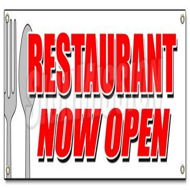 18 x 48 in. Banner Sign - Restaurant Now Open - Grand Opening New ...