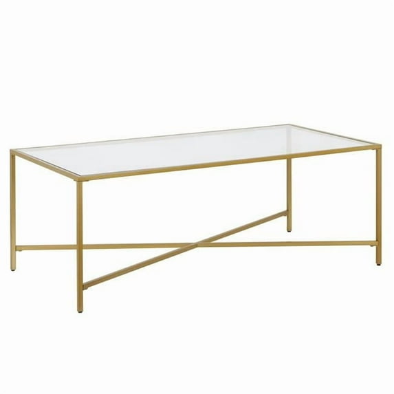 18 x 48 x 24 in. Gold Glass Rectangular Coffee Table