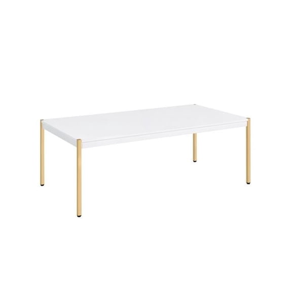 18 x 48 x 24 in. Gold & White Manufactured Wood & Metal Rectangular Coffee Table