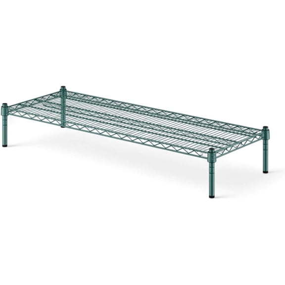 18" x 48" x 8" Green Wire Dunnage Rack, Heavy-Duty 1-Tier Adjustable Shelving Unit for Kitchen, Garage, or Warehouse