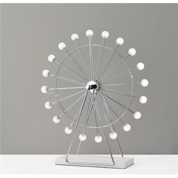 18 x 5.25 x 22 in. Chrome Metal Large LED Ferris Wheel Lamp