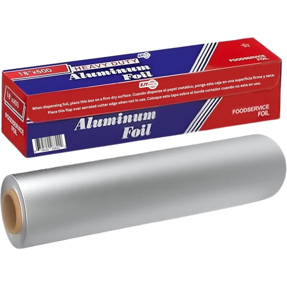 18 x 500 Feet Heavy Duty Aluminum Foil Wrap | Commercial Grade for Food Service Industry Silver Cooking, Baking, Roasting, BBQ & Parties 18"x Long. (1)
