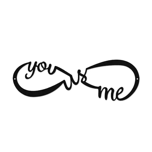 18 x 6 Inches Metal Wall Art - You Me and Us Infinity - Metal Wall Art - Black Home Decor