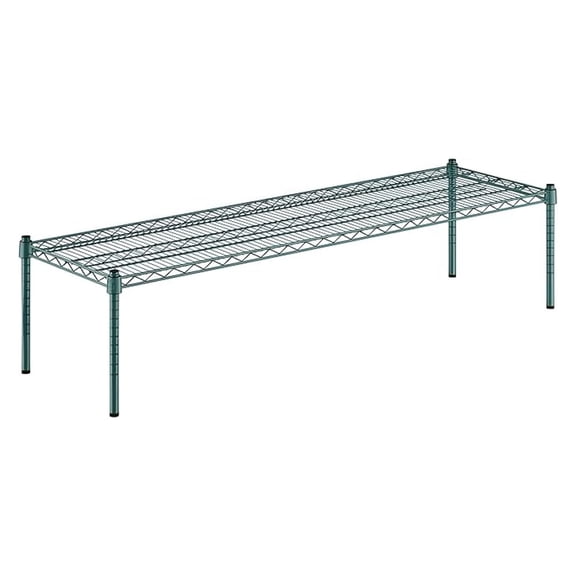18" x 60" x 14" Green Epoxy Wire Storage Shelf, Dunnage Rack, 1 Tier Small Shelf