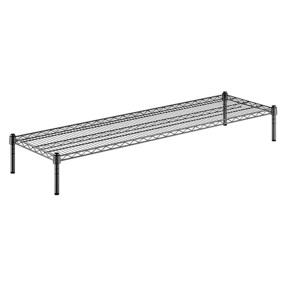 18" x 60" x 8" Black Epoxy Wire Storage Shelf, Dunnage Rack, 1 Tier Small Shelf
