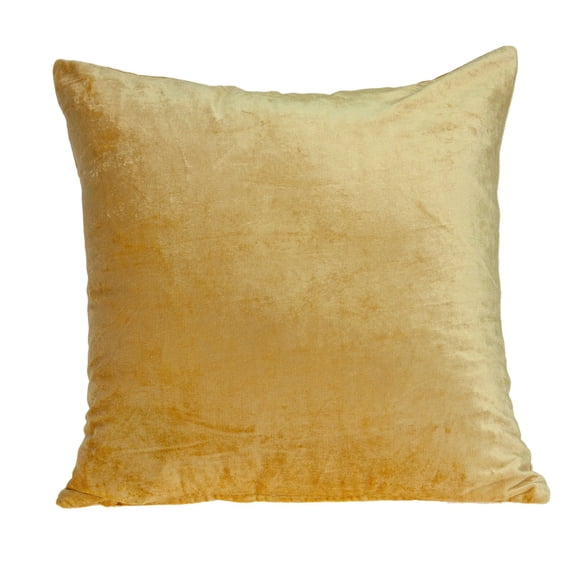18" x 7" x 18" Transitional Yellow Solid Pillow Cover With Poly Insert