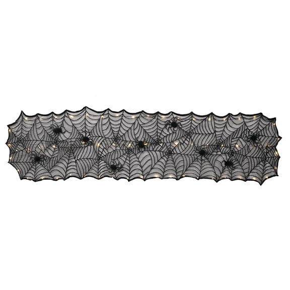 18" x 72" Black Spiderweb LED Lighted Table Runner by Ashland