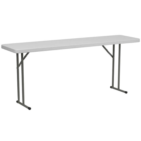 18'' x 72'' Granite White Plastic Folding Table - Seminar Training Plastic Folding Table