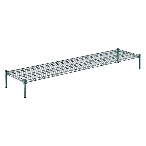 18" x 72" x 8" Green Epoxy Wire Storage Shelf, Dunnage Rack, 1 Tier Small Shelf