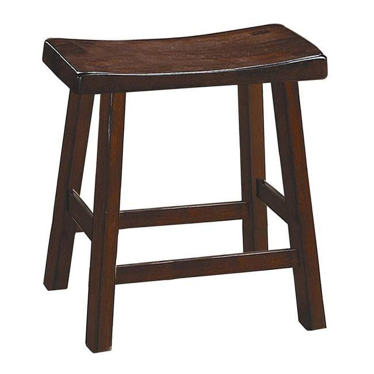 Warm Cherry Brown 18" Wooden Saddle Seat Counter Stools, Set of 2