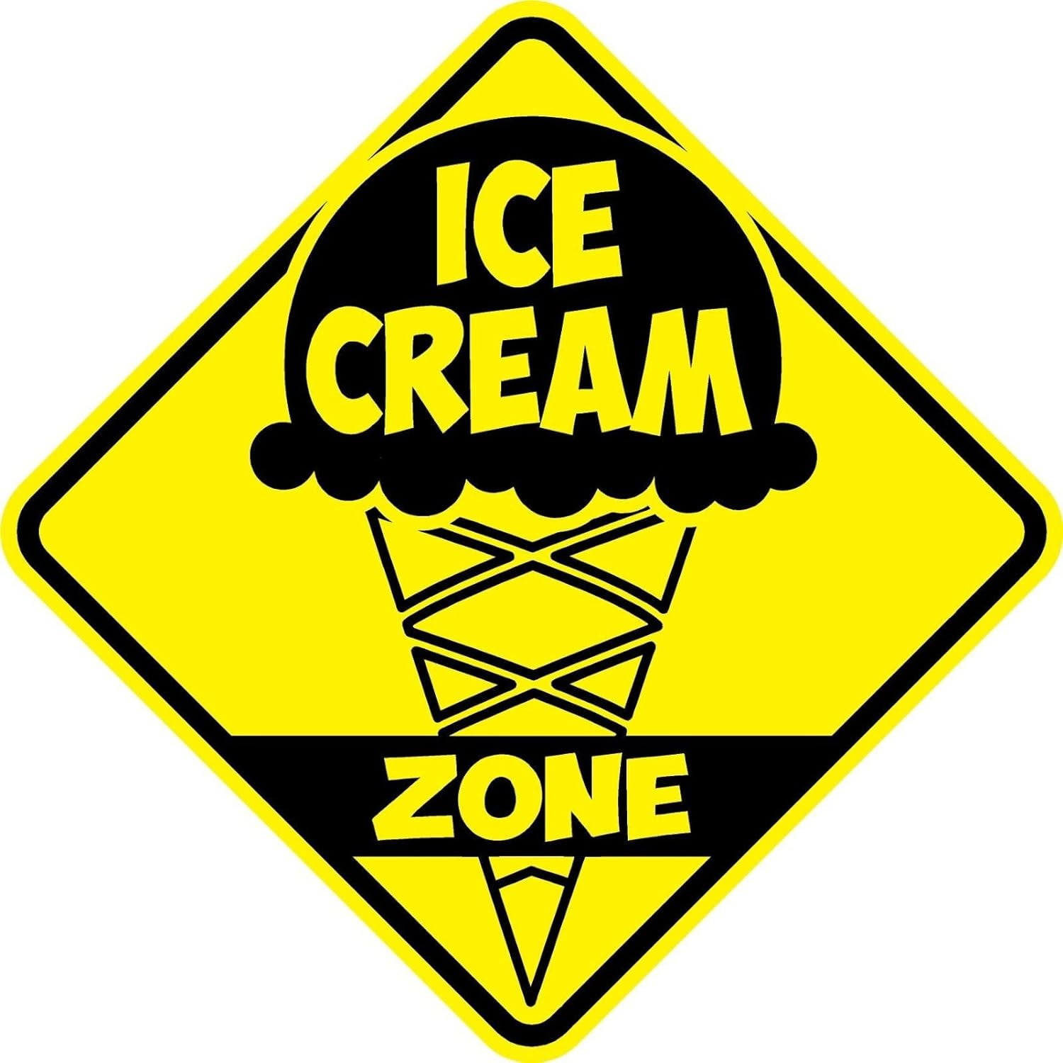 18 x 18 Ice Cream Zone Sign Highly Visible 3M HighIntensity