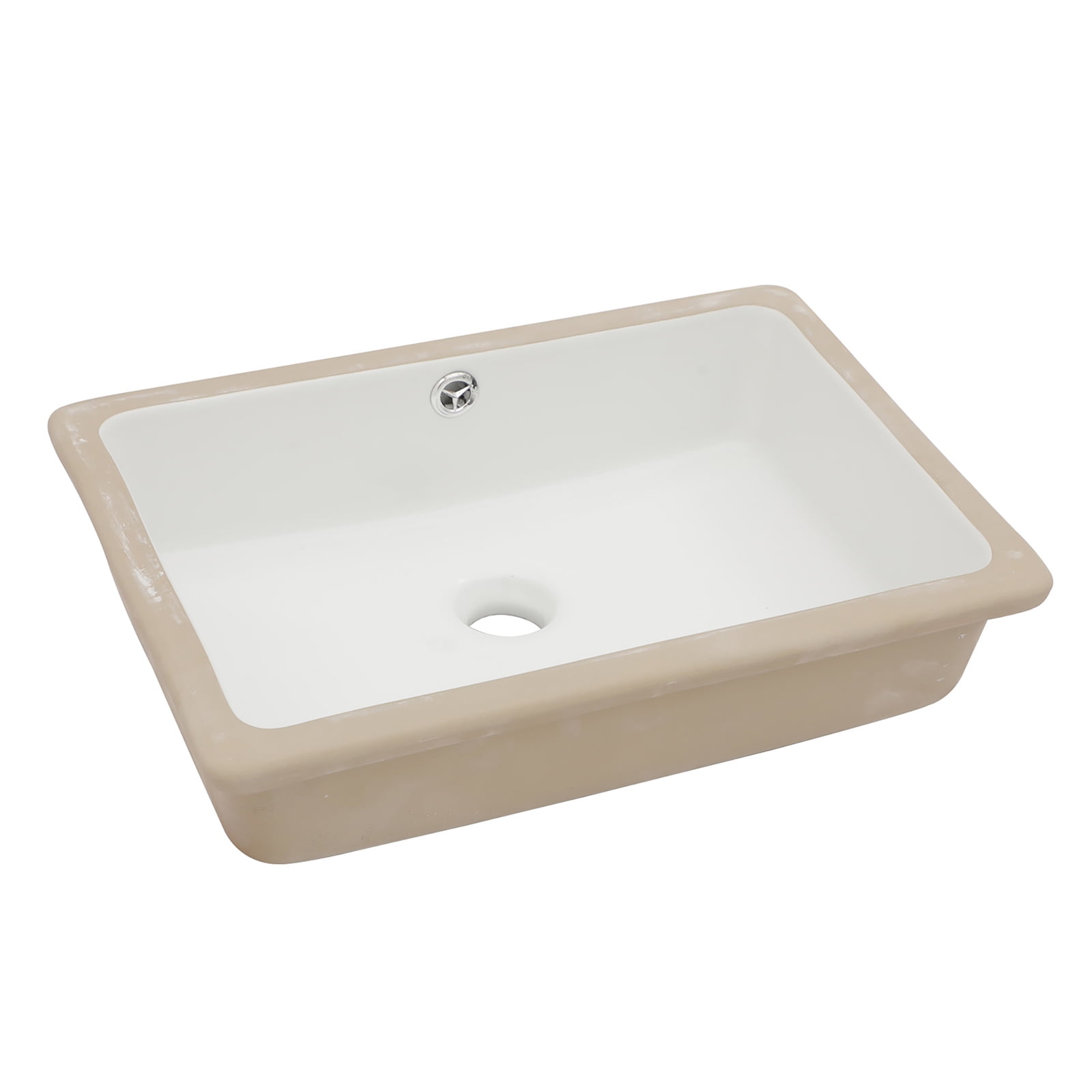 18"x12"×8.25" White Ceramic Rectangular Undermount Bathroom Sink with Overflow