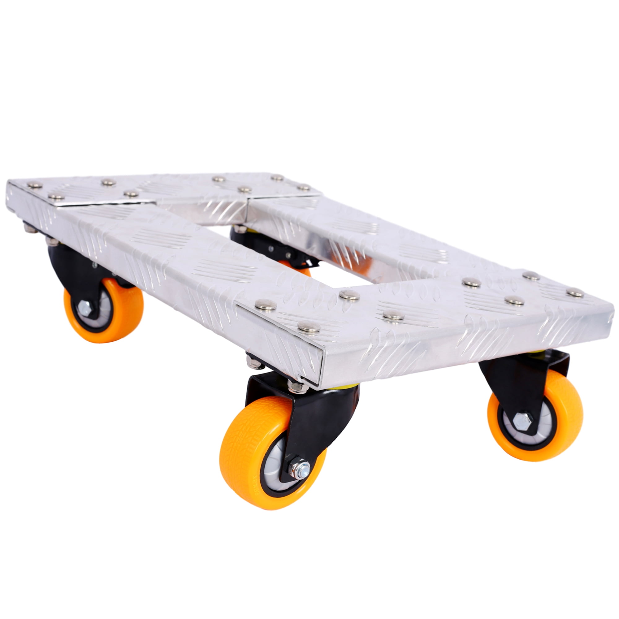 18''x12'' High-Strength Aluminum Frame Furniture Mover Dolly, Trolley Cart with 3'' TPU Professional Casters & Brake Option
