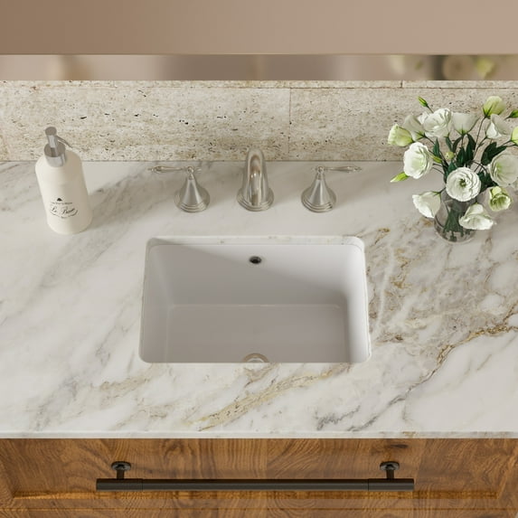 18"x12" White Ceramic Rectangular Undermount with Overflow