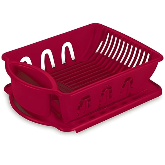 18"x13"x6" Heavy Duty Plastic Dish Drying Rack - Kitchen Counter Dish Drainer with Drainboard, Space-Saving Sink Side Organizer for Dishes, Utensils