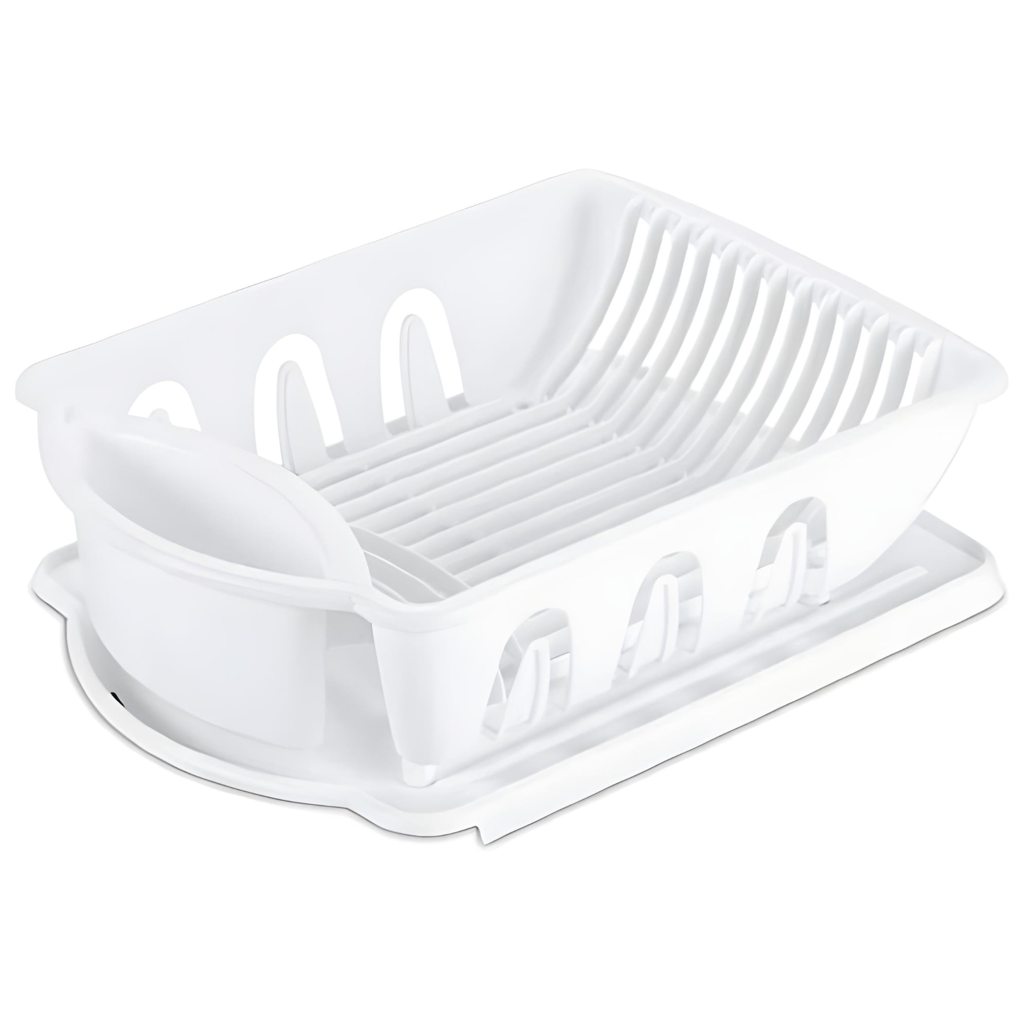 18"x13"x6" Heavy Duty Plastic Dish Drying Rack - Kitchen Counter Dish Drainer with Drainboard, Space-Saving Sink Side Organizer for Dishes, Utensils