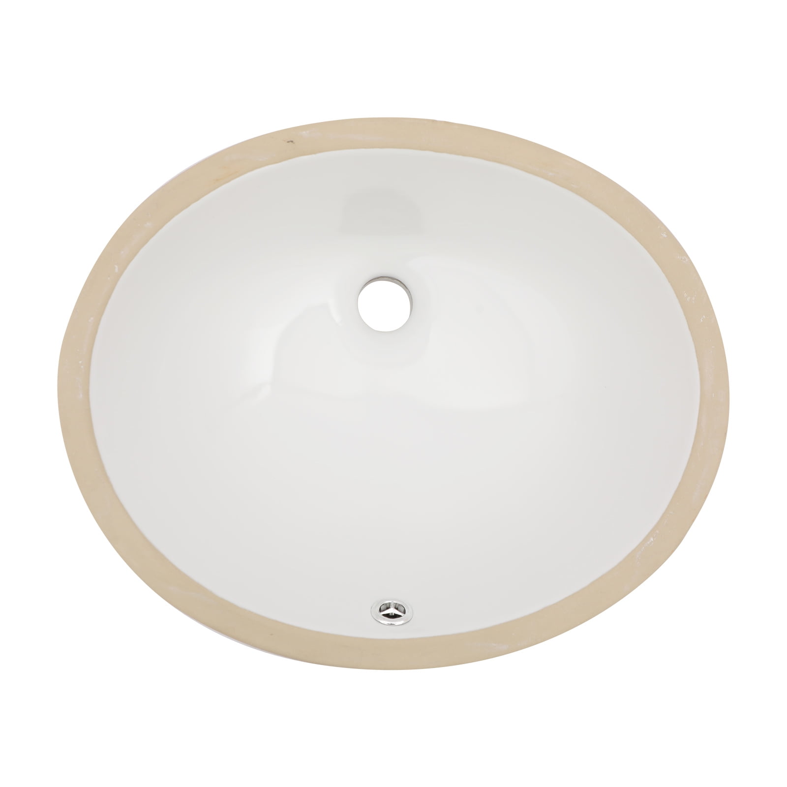 18"x15"x7.88” White Ceramic Oval Undermount Bathroom Sink with Overflow